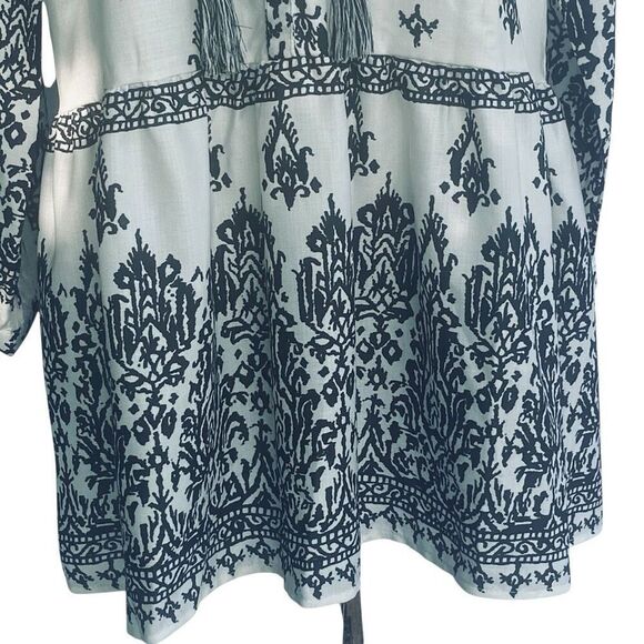 Sunday Up White Black Embroidered Tassel Tie Mini Dress Small - Picture 4 of 7